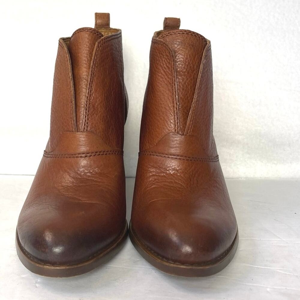 LUCKY BRAND Ehllen Brown Leather Slip On Ankle Boots Stacked Heel US Size 10 - Picture 3 of 10
